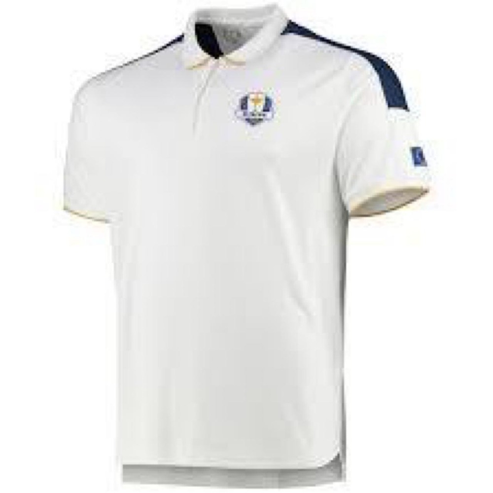 2020 Ryder Cup European Fanwear Iconic Zip Polo with navy blue shoulder panel